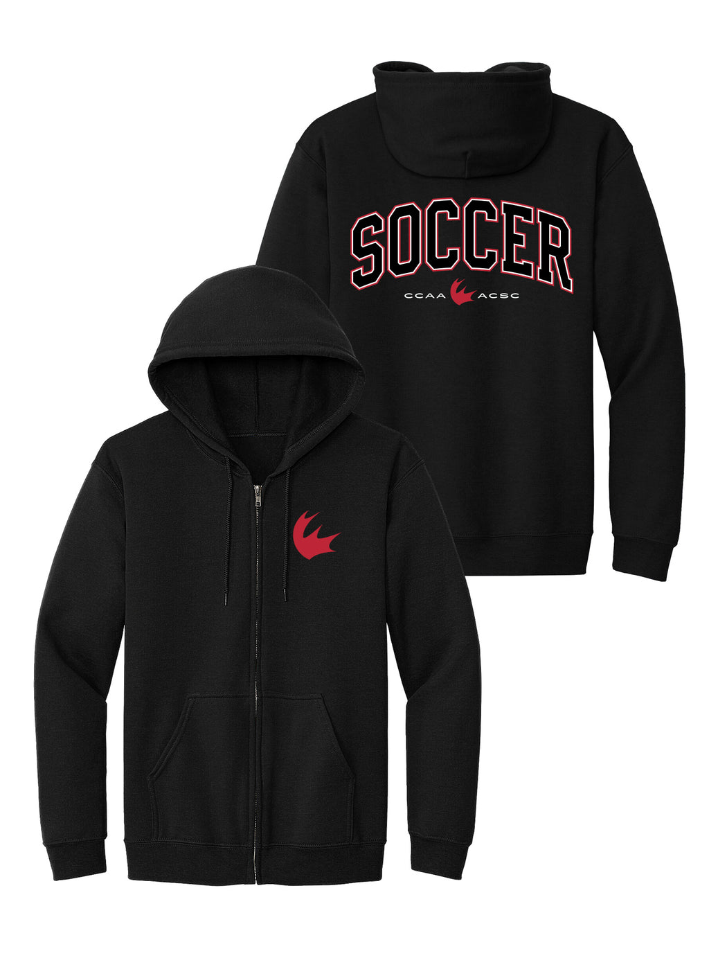 Soccer Black Full Zip Hoodie