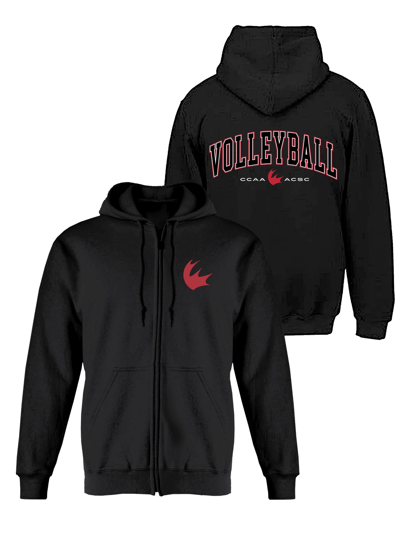 Women's Volleyball Black Full Zip Hoodie
